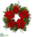 Silk Plants Direct Poinsettia and Pine Wreath - Pack of 1