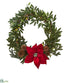 Silk Plants Direct Olive with Poinsettia Artificial Wreath - Pack of 1