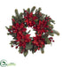 Silk Plants Direct Poinsettia & Berry Wreath - Pack of 1