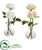 Silk Plants Direct Rose Artificial Arrangement in Glass Vase - Cream Pink - Pack of 2