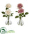 Silk Plants Direct Rose Artificial Arrangement in Glass Vase - Mauve White - Pack of 2