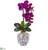 Silk Plants Direct Phalaenopsis Orchid Artificial Arrangement - Purple Cream - Pack of 1