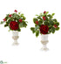 Silk Plants Direct Rose and Holly Leaf Artificial Arrangement in White Urn - Pack of 2