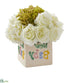 Silk Plants Direct Rose and Hydrangea Artificial Arrangement - Green White - Pack of 1