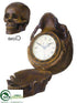 Silk Plants Direct Skull Clock - Brown - Pack of 4