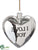 I Love You Glass Heart Ornament - Silver Antique - Pack of 6