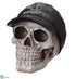 Silk Plants Direct Skull With Baseball Cap - Beige Black - Pack of 2