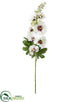 Silk Plants Direct Hollyhock Spray - White Boysenberry - Pack of 6