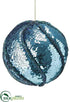 Silk Plants Direct Sequin Ball Ornament - Peacock - Pack of 6