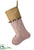 Herringbone Pattern Stocking With Bells - Red Beige - Pack of 6