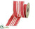 Stripe Linen Ribbon - Red Beige - Pack of 6