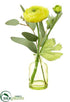 Silk Plants Direct Ranunculus, Eucalyptus Arrangement - Yellow - Pack of 12