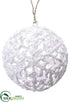 Silk Plants Direct Snowed Filigree Ball Ornament - White - Pack of 12