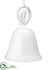 Silk Plants Direct Glass Bird Bell Ornament - White - Pack of 6