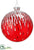 Glass Ball Ornament - Red White - Pack of 6