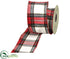 Silk Plants Direct Plaid Ribbon - Red White - Pack of 6