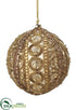 Silk Plants Direct Rhinestone Ball Ornament - Gold White - Pack of 4