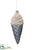 Silk Plants Direct Ice Cream Cone Ornament - Blue Silver - Pack of 4