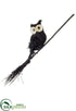 Silk Plants Direct Glittered Owl on Broom - Black - Pack of 4