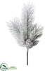 Silk Plants Direct Snow Flocked Pine w/Cone, Leaf Spray - Snow - Pack of 4