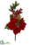 Silk Plants Direct Poinsettia, Berry, Pine Pick - Red Gold - Pack of 12