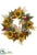 Silk Plants Direct Sunflower, Pomegranate, Maple Leaf Wreath - Yellow Gold - Pack of 1