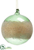 Silk Plants Direct Beaded Glass Ball Ornament - Green Gold - Pack of 6