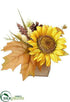 Silk Plants Direct Sunflower, Pine Cone - Yellow Brown - Pack of 12