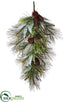 Silk Plants Direct Eucalyptus, Pine Cone, Pine Door Swag - Green Brown - Pack of 2