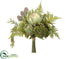 Silk Plants Direct Protea, Leucadendron, Sedum Bouquet - Green Brown - Pack of 4