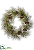 Silk Plants Direct Eucalyptus, Pine Cone, Pine Wreath - Green Brown - Pack of 1