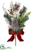 Silk Plants Direct Iced Berry, Pine Cone, Pine Spray - Red Green - Pack of 4