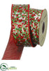 Silk Plants Direct Sequin Ribbon - Red Green - Pack of 6