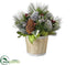 Silk Plants Direct Holly, Berry, Pine Cone, Pine - Brown Green - Pack of 1