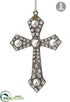 Silk Plants Direct Rhinestone Cross Ornament - Silver Antique - Pack of 6