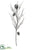 Glittered Skull Twig Spray - Pewter - Pack of 8