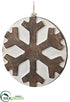 Silk Plants Direct Snowflake Ornament - Brown Whitewashed - Pack of 8