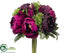 Silk Plants Direct Peony, Sedum Bouquet - Burgundy Plum - Pack of 12