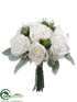 Silk Plants Direct Rose Bouquet - Cream White - Pack of 4