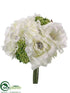 Silk Plants Direct Rose, Hydrangea Bouquet - White - Pack of 6