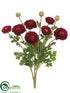 Silk Plants Direct Ranunculus Bush - Burgundy - Pack of 6