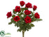 Silk Plants Direct Rose Bush - Red - Pack of 6