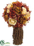 Silk Plants Direct Rose Topiary Bouquet - Brown Beige - Pack of 12