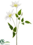 Silk Plants Direct Clematis Spray - White - Pack of 12