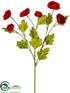 Silk Plants Direct Ranunculus Spray - Red - Pack of 12