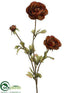 Silk Plants Direct Ranunculus Spray - Coffee - Pack of 12