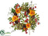 Silk Plants Direct Dahlia, Chinese Lantern Wreath - Yellow Rust - Pack of 1