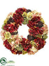 Silk Plants Direct Hydrangea, Rose, Sedum Wreath - Burgundy Green - Pack of 2