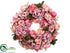 Silk Plants Direct Peony, Rose, Sedum Wreath - Pink Cerise - Pack of 1