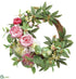 Silk Plants Direct Peony, Dahlia, Eucalyptus Twig Wreath - Pink Mixed - Pack of 2